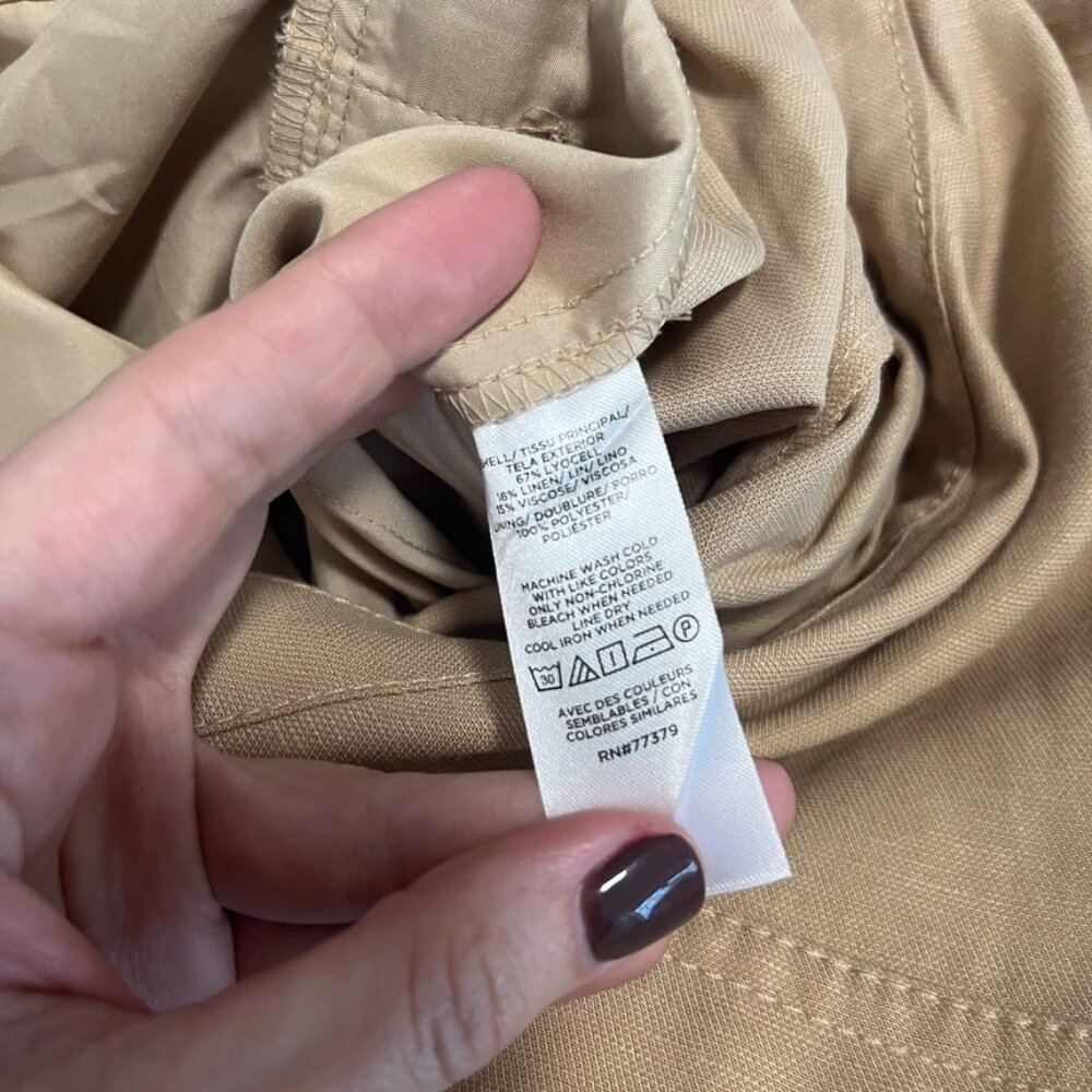 NEW Ann Taylor Brown Split Neck Sleeveless Linen Jumpsuit Size 16 - Picture 7 of 7